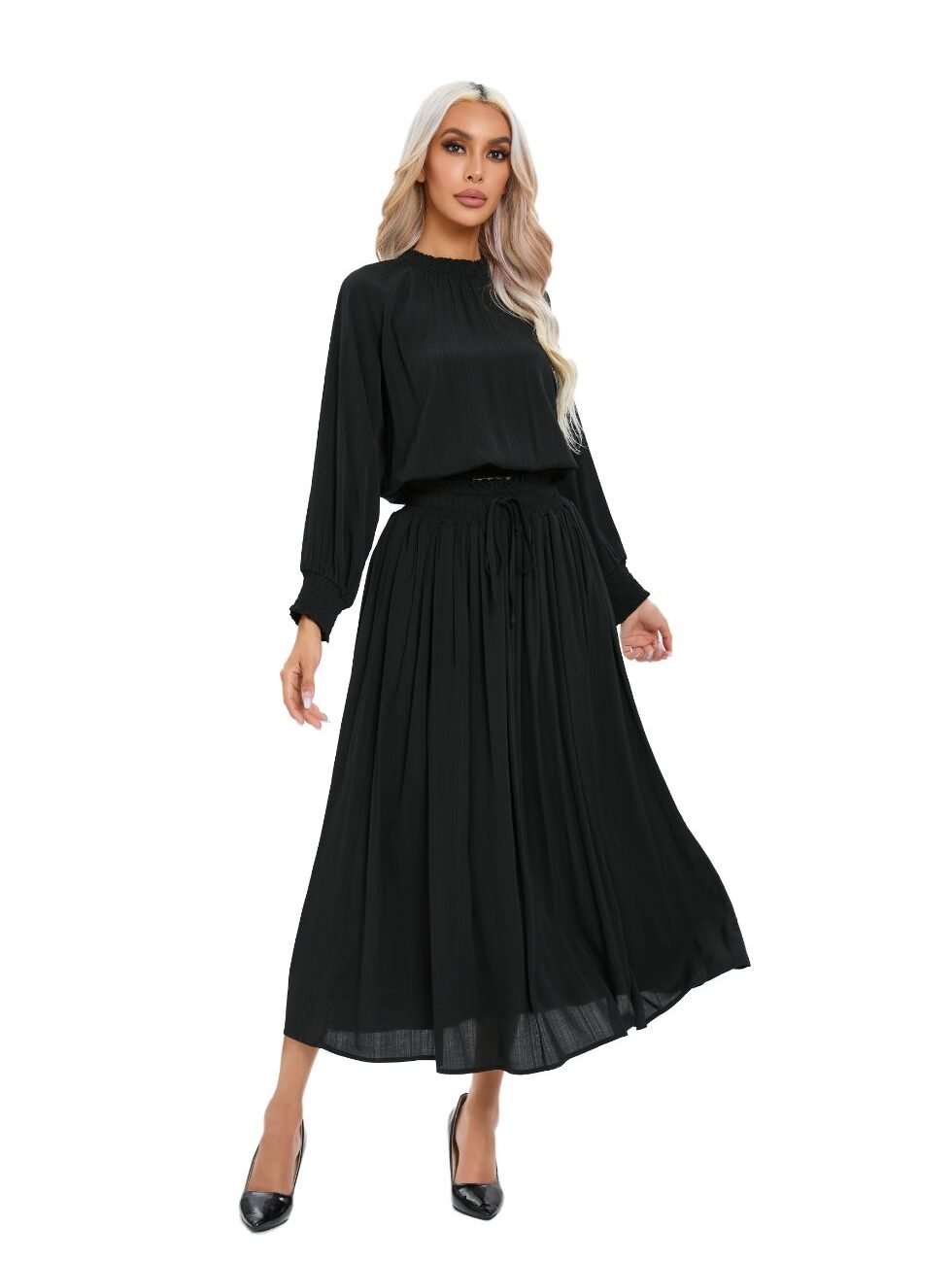 Lightweight Black Two-Piece Midi Set - Image 3