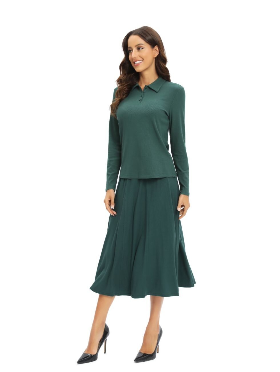 Green Jersey Polo Shirt and Matching Skirt Set - Image 6