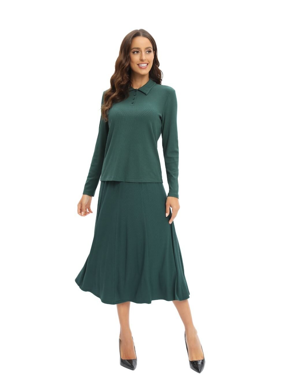 Green Jersey Polo Shirt and Matching Skirt Set - Image 7